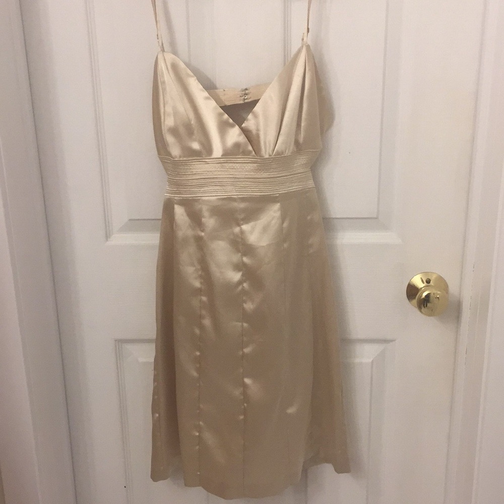 Silk strappy gold dress